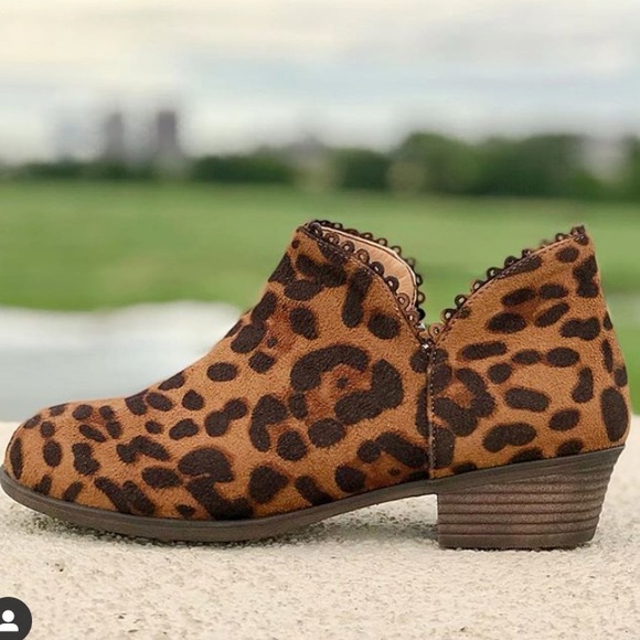 Shoes - Vegan Suede Leopard Chelsie Booties
